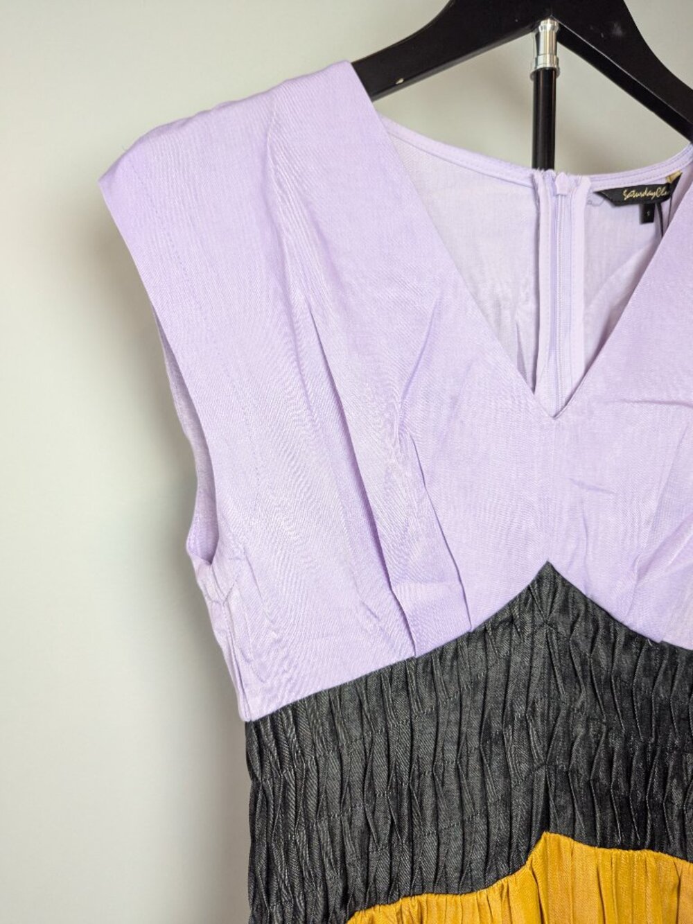 NWT Saturday Club Women's Size S Colourblock Maxi Dress Yellow/Purple - Picture 2 of 10